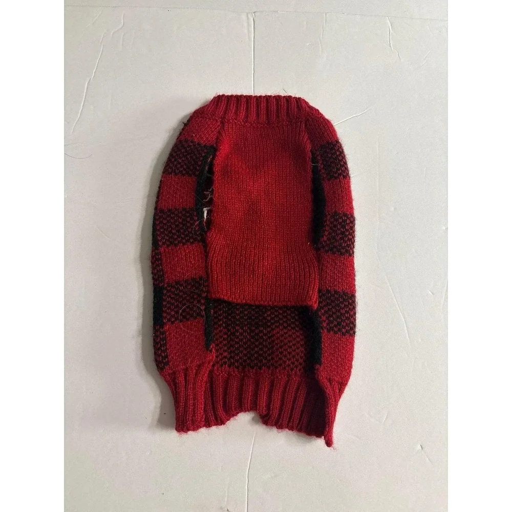Dog Christmas Knit Buffalo Plaid Snowman Sweater (XS) As Is